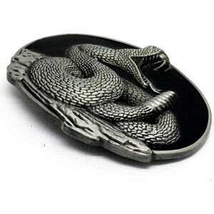 🆕Mens Black Vintage Snake Western Cowboy American Motorcyclist Belt Buckle